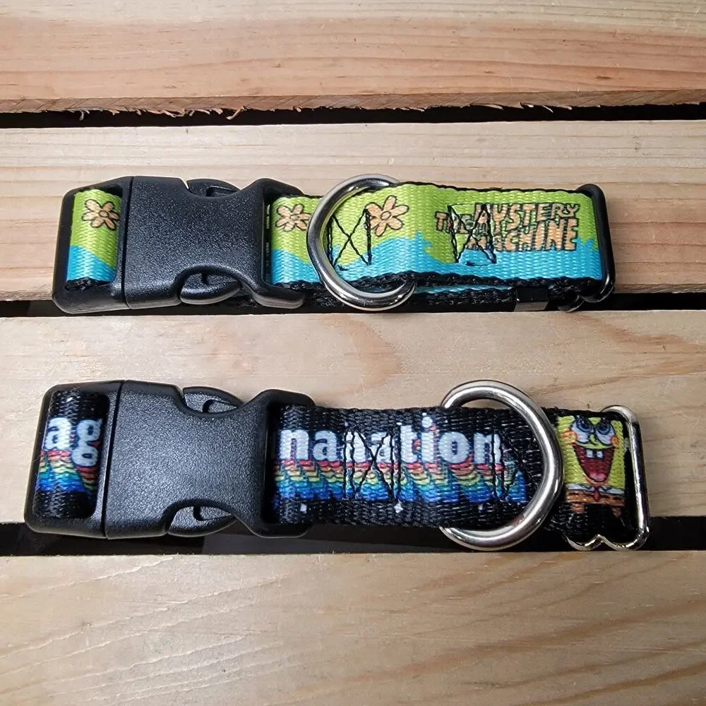 Set of 2 Dog Collars: SpongeBob SquarePants & Scooby Doo - Size Small
